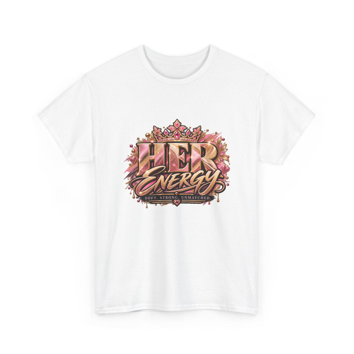 Her Energy Graphic Tee — Empowering Floral Typography Shirt