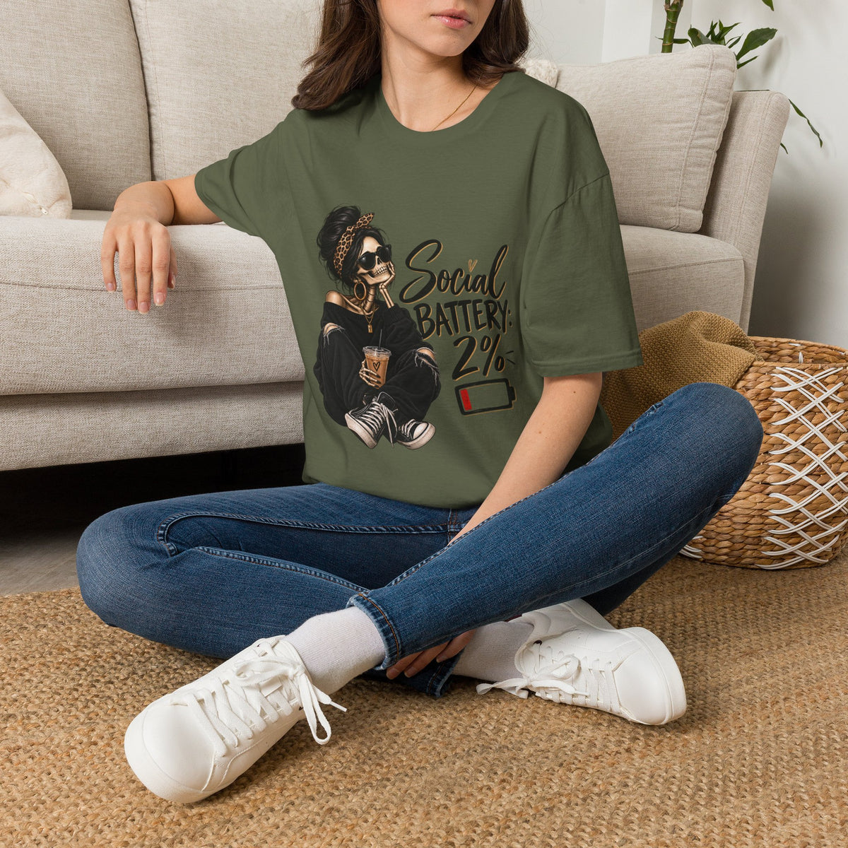 T-Shirt — Social Battery 2% Graphic Tee (Funny Introvert Shirt)