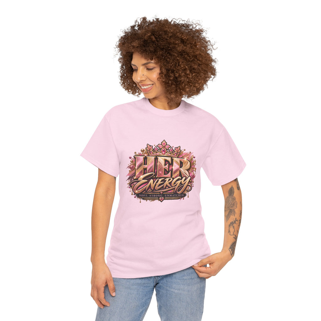 Her Energy Graphic Tee — Empowering Floral Typography Shirt