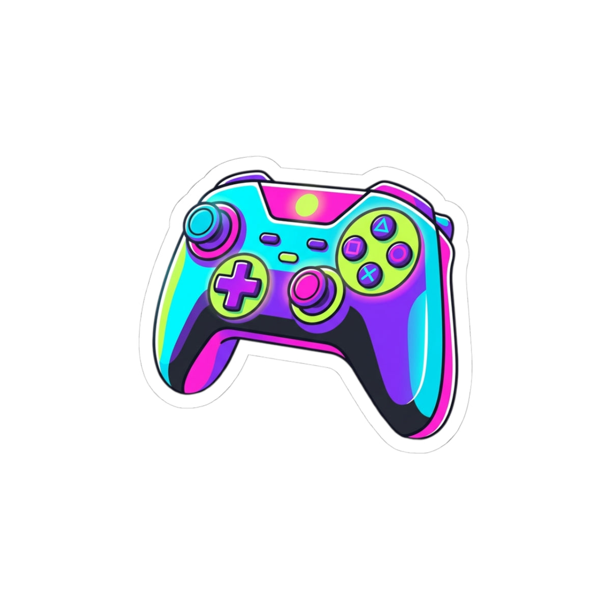 Gaming Controller Kiss-Cut Sticker — Neon Retro Video Game Decal