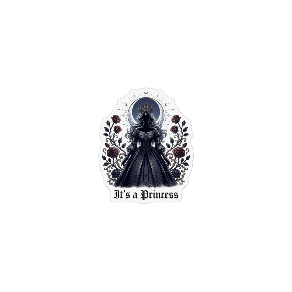 Gothic "It's a Princess" Custom Shape Magnet — Dark Princess Floral Fridge Sticker