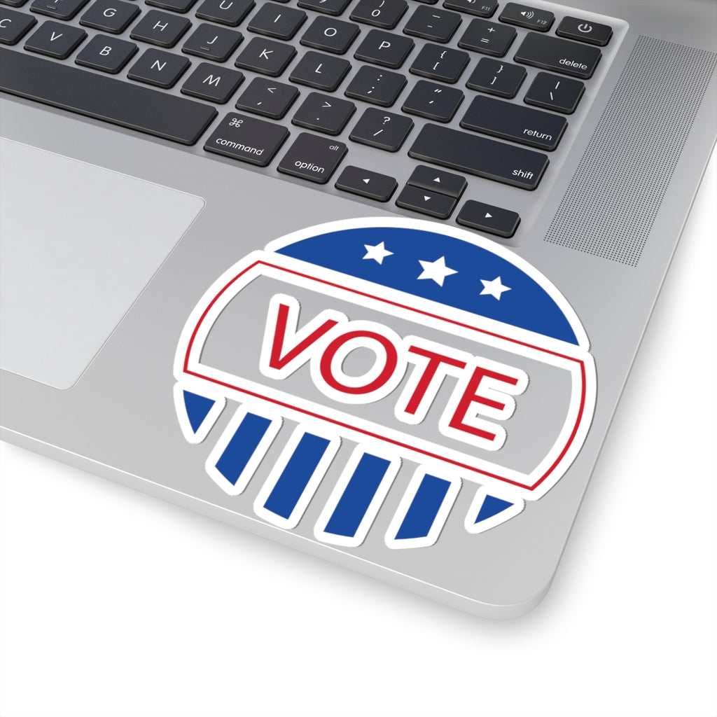 Vote Round Kiss-Cut Sticker — Patriotic Red, White & Blue VOTE Decal