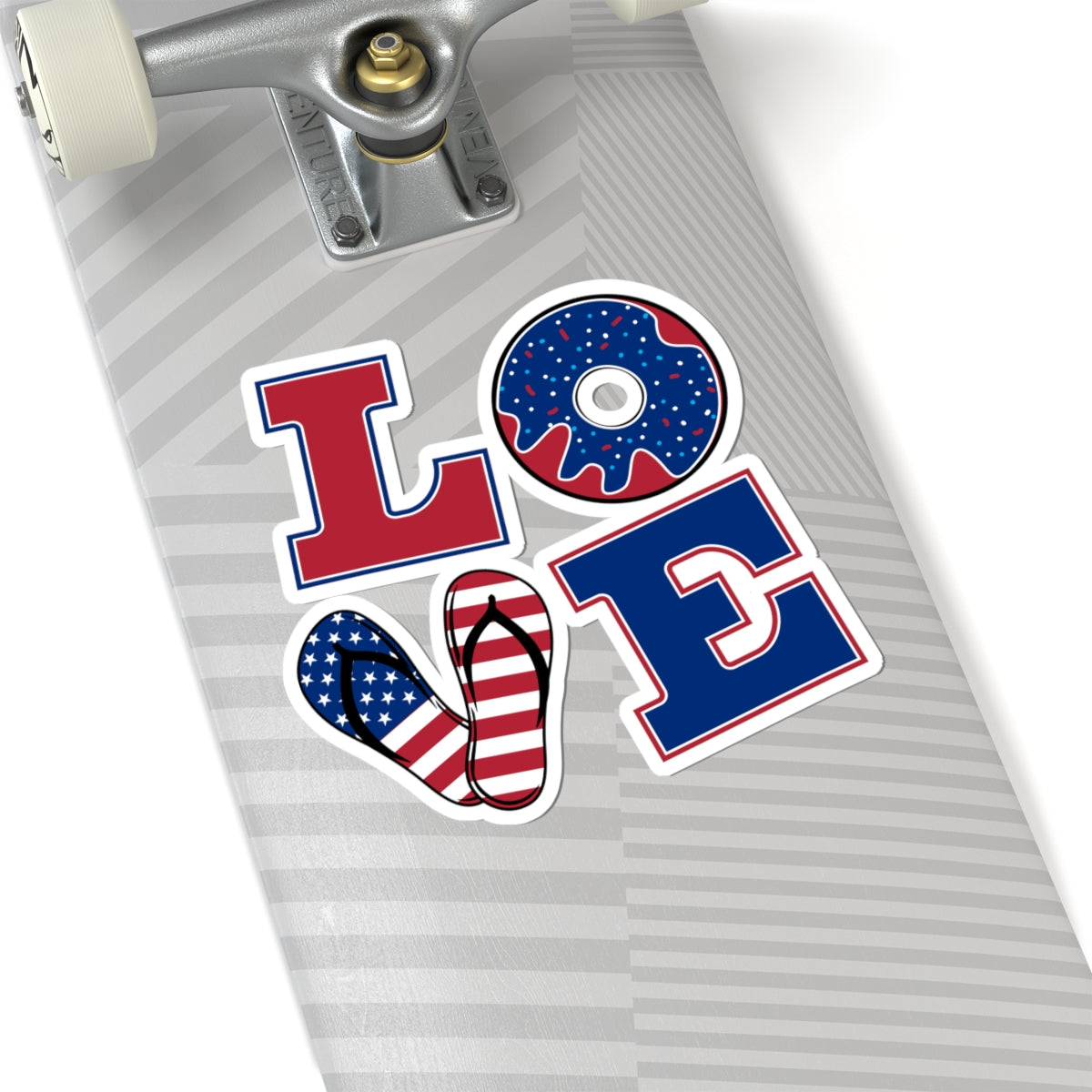 LOVE Patriotic Kiss-Cut Sticker Set — American Flag Flip-Flop, Donut & Letter Decals