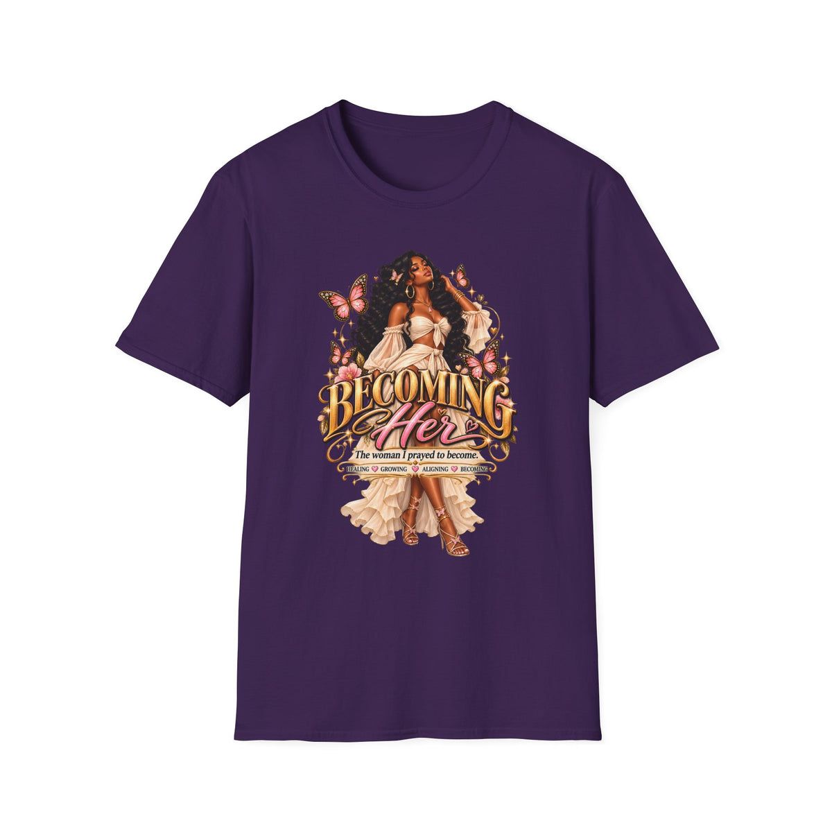 Becoming Her T-Shirt — Empowering Woman Butterfly Graphic Tee