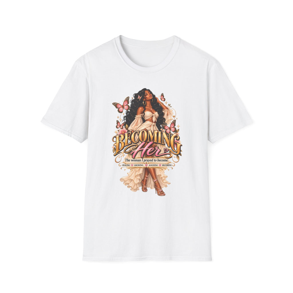 Becoming Her T-Shirt — Empowering Woman Butterfly Graphic Tee