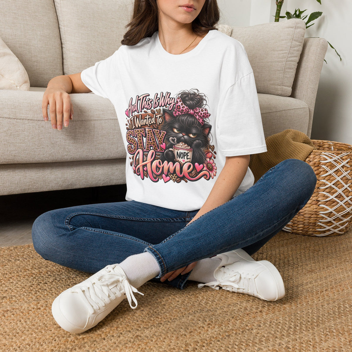 Funny grumpy Cat T-Shirt – "And This Is Why I Wanted To Stay Home" Graphic Tee