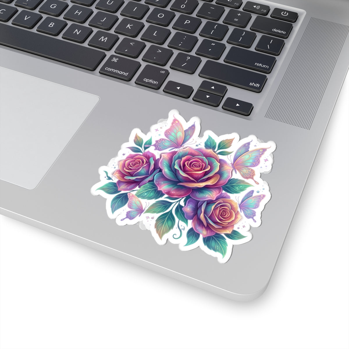 Iridescent Rose Bouquet Sticker — Kiss-Cut Floral Laptop Decal