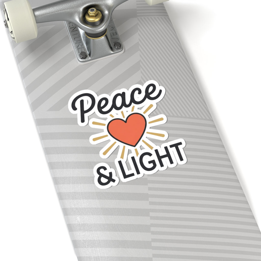 Peace & Light Heart Sticker — Positive Vibes Kiss-Cut Sticker