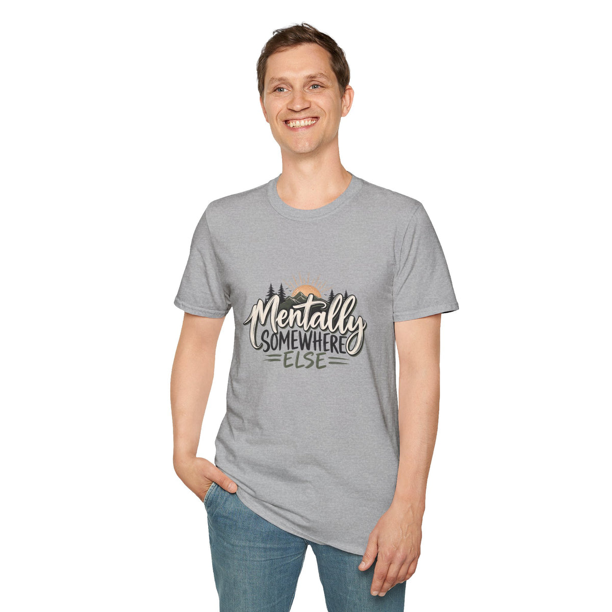 T-Shirt — "Mentally Somewhere Else" Sunset Graphic Tee