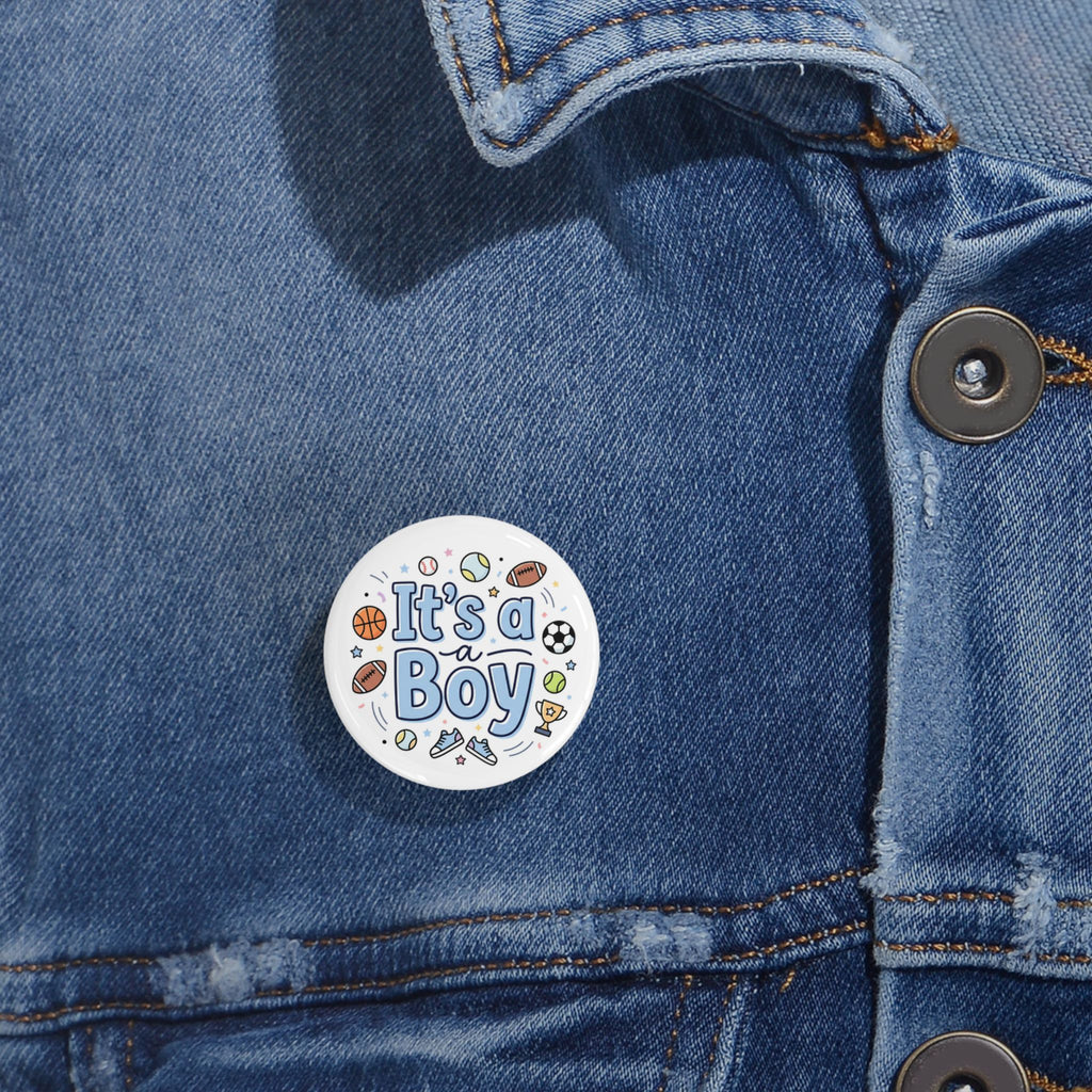 It's a Boy Round Pin — Baby Shower Announcement Button