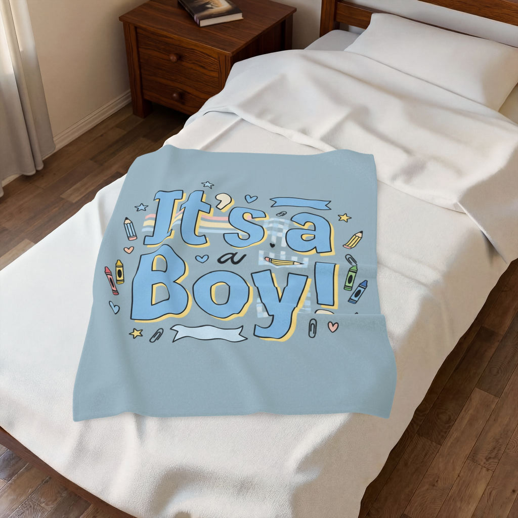 It's a Boy Velveteen Plush Blanket – Baby Shower Newborn Gift