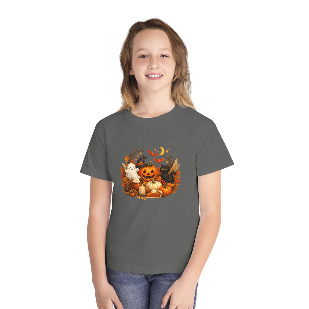 Kids' Halloween Pumpkin Patch Tee — Cute Ghost & Black Cat Fall Shirt