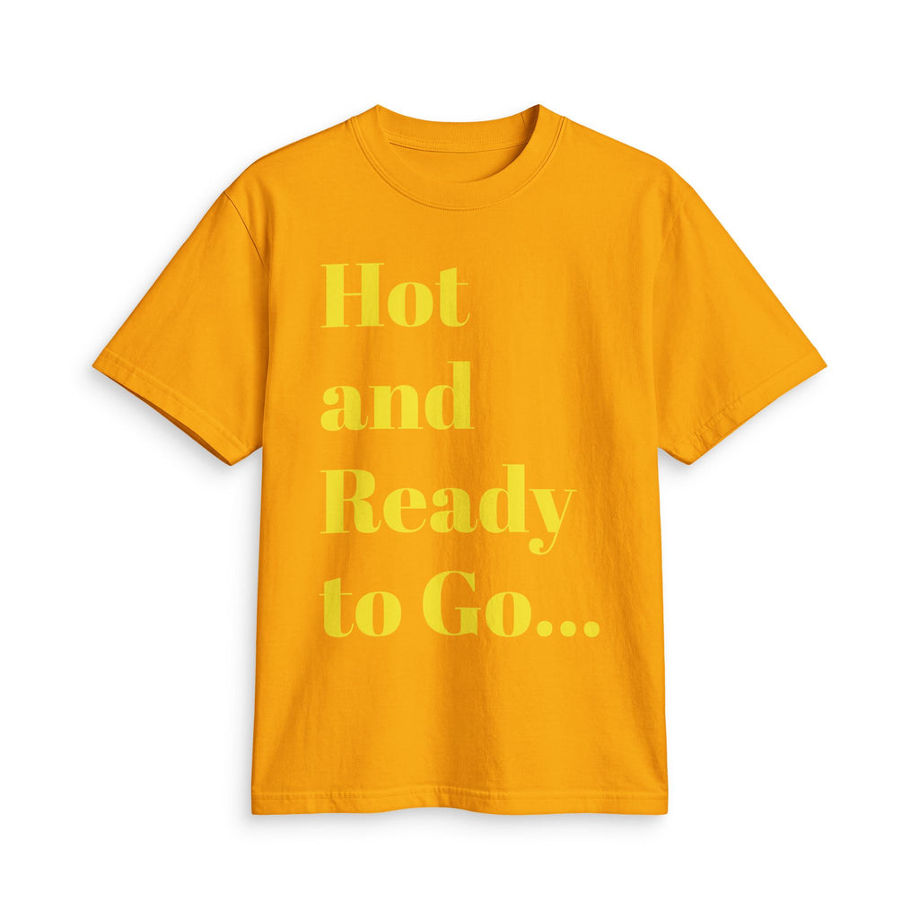 “Hot and Ready to Go…Home” Graphic T-Shirt — Funny Yellow Slogan Tee