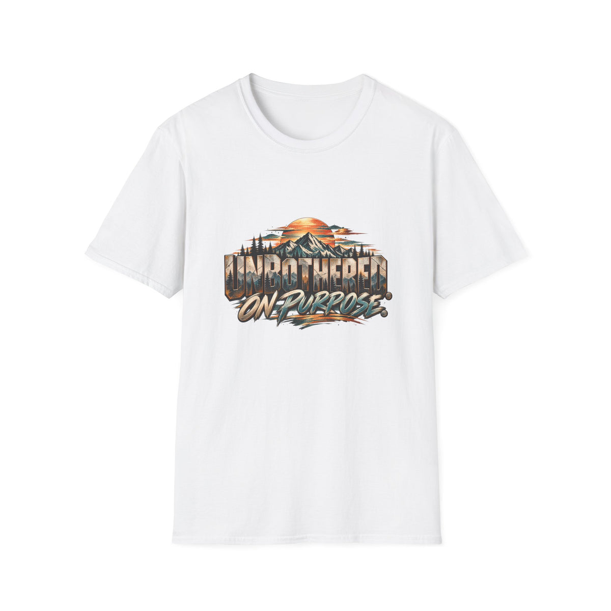 T-Shirt — unbothered On Purpose Vintage Mountain Sunset Graphic