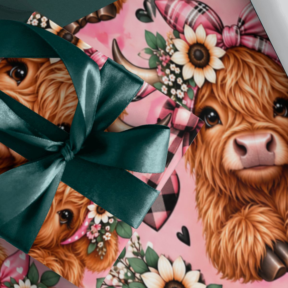 3Pack Gift Wrapping Paper highland cows