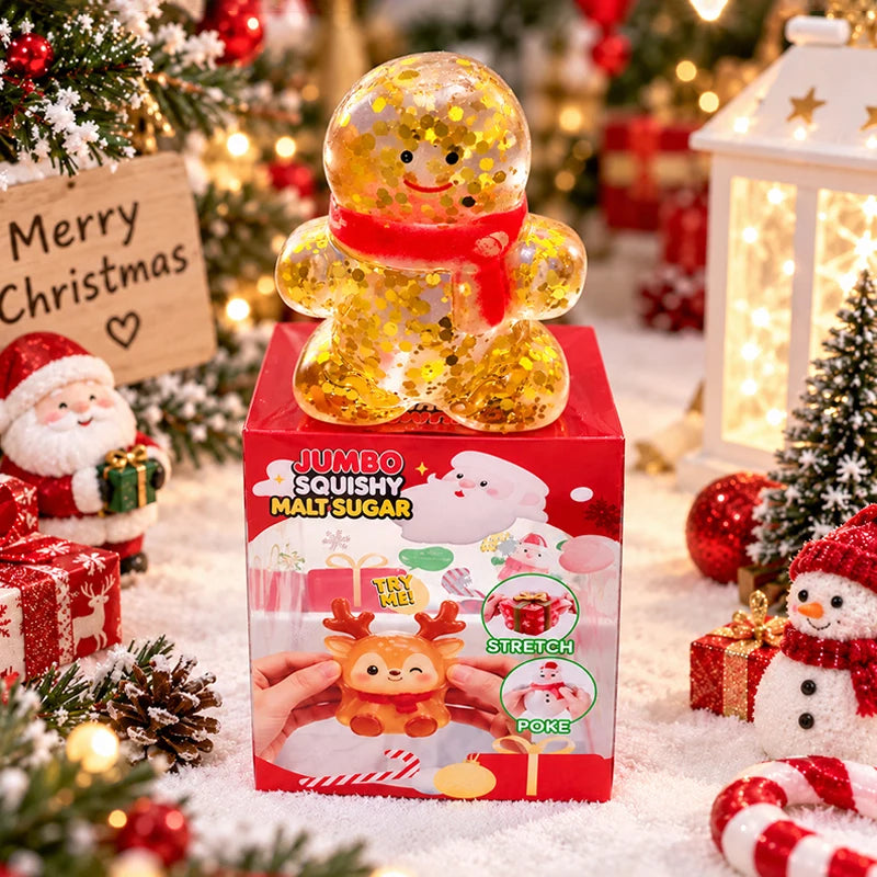 Christmas Dumplings Squishy Glitter Maltose Snowman