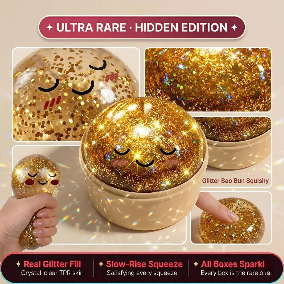 Dumpling Squishy ULTRA RARE Gold Glitter Hidden Edition