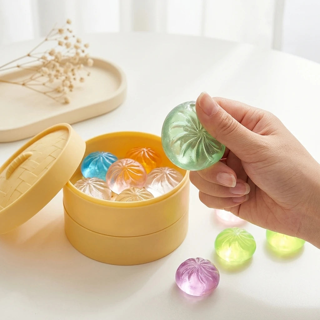 5Pcs Mini Dumplings with Steamer Bun Squeezable Toys