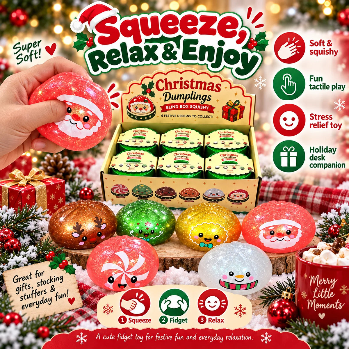 1-5PCS Christmas Dumpling Squishy Blind Box