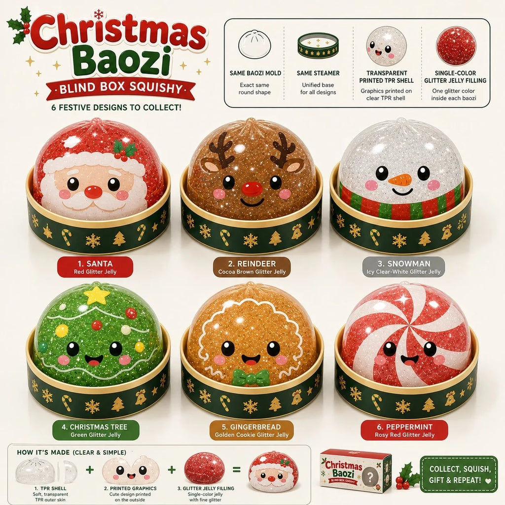 Christmas Dumplings Squishy Glitter Maltose Snowman