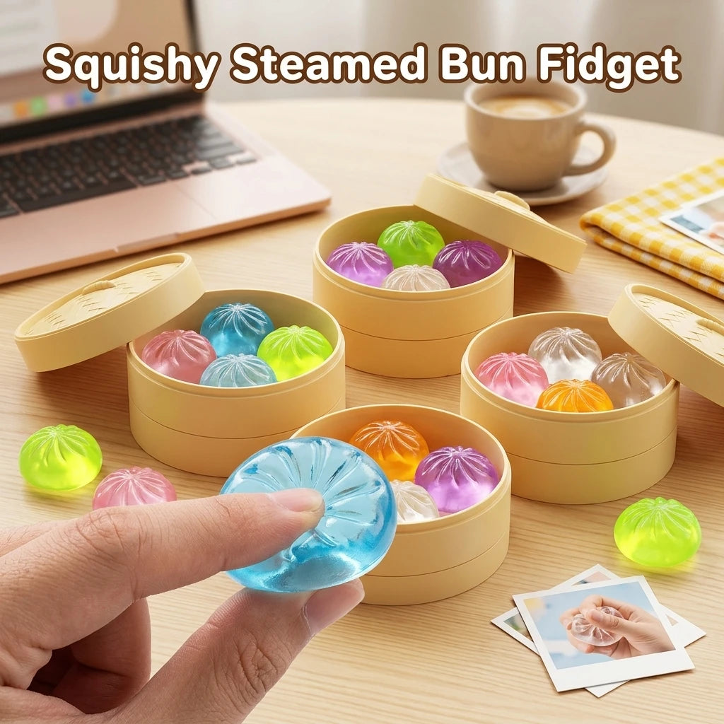 5Pcs Mini Dumplings with Steamer Bun Squeezable Toys
