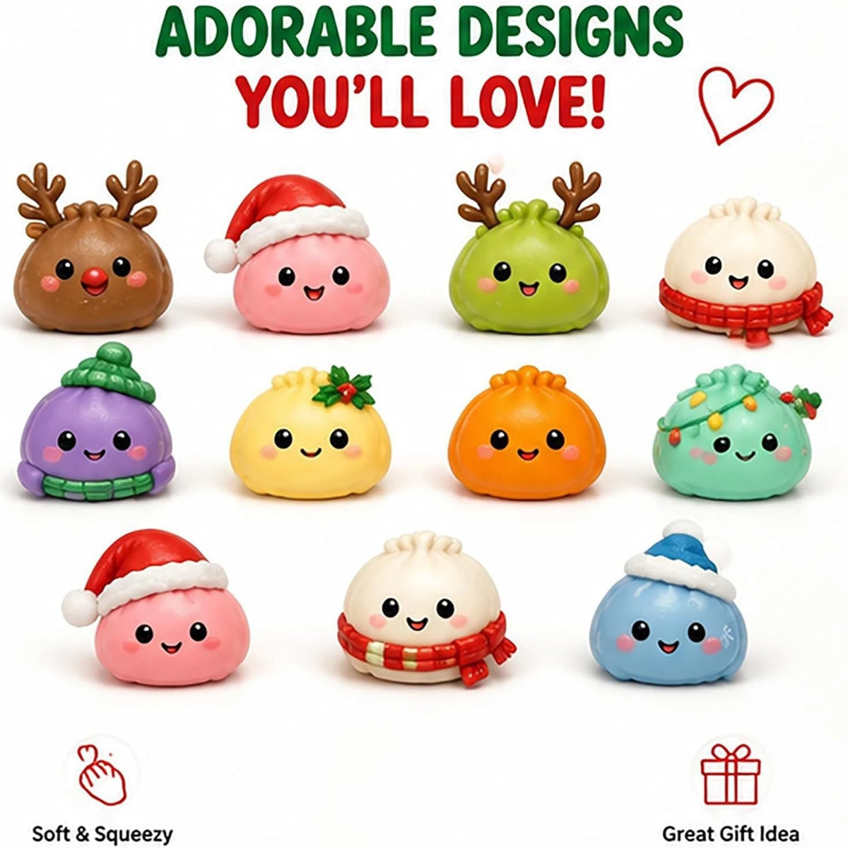 Christmas Squishy Calendar Countdown Surprise Box Dumpling Squishies