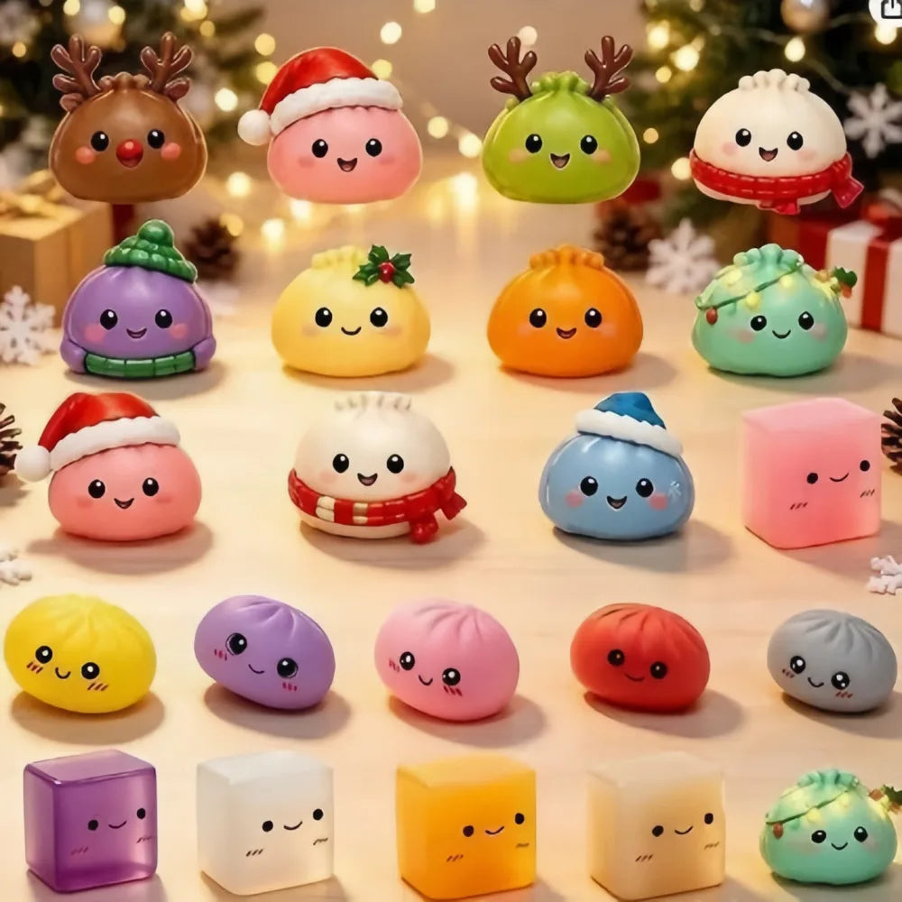 Christmas Squishy Calendar Countdown Surprise Box Dumpling Squishies