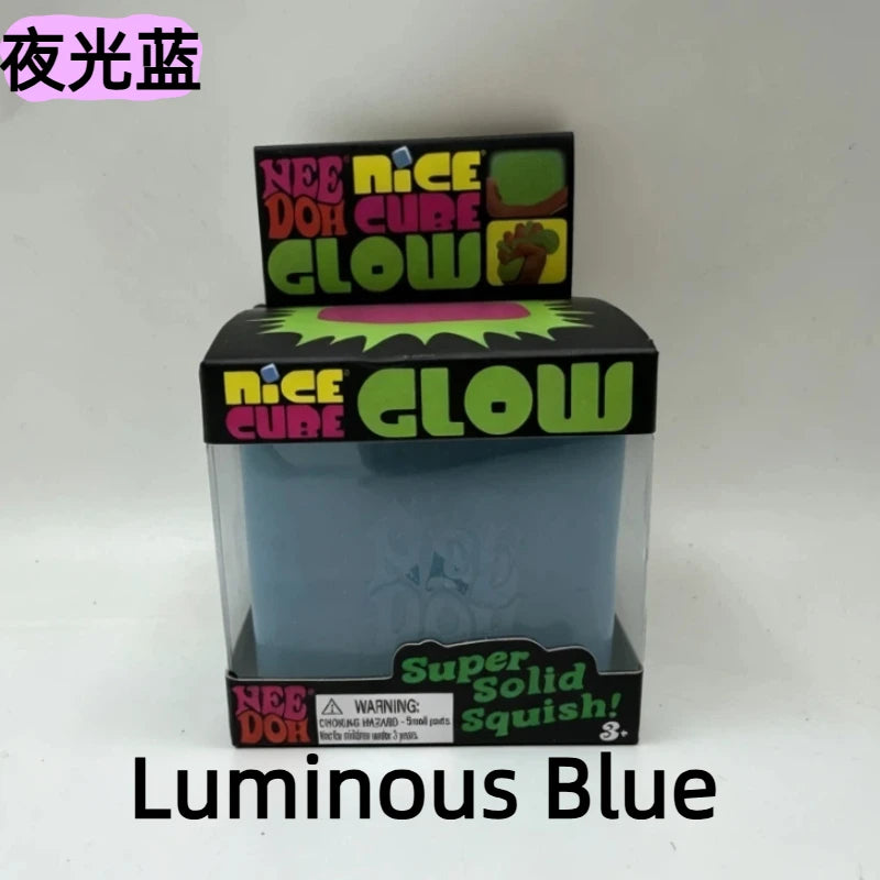 Needoh Cube Squishy Stress Toy Glow In The Dark Slow Rebound