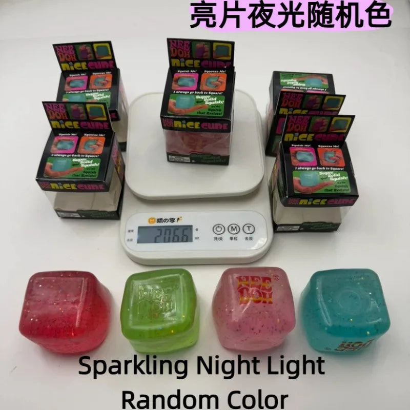 Needoh Cube Squishy Stress Toy Glow In The Dark Slow Rebound