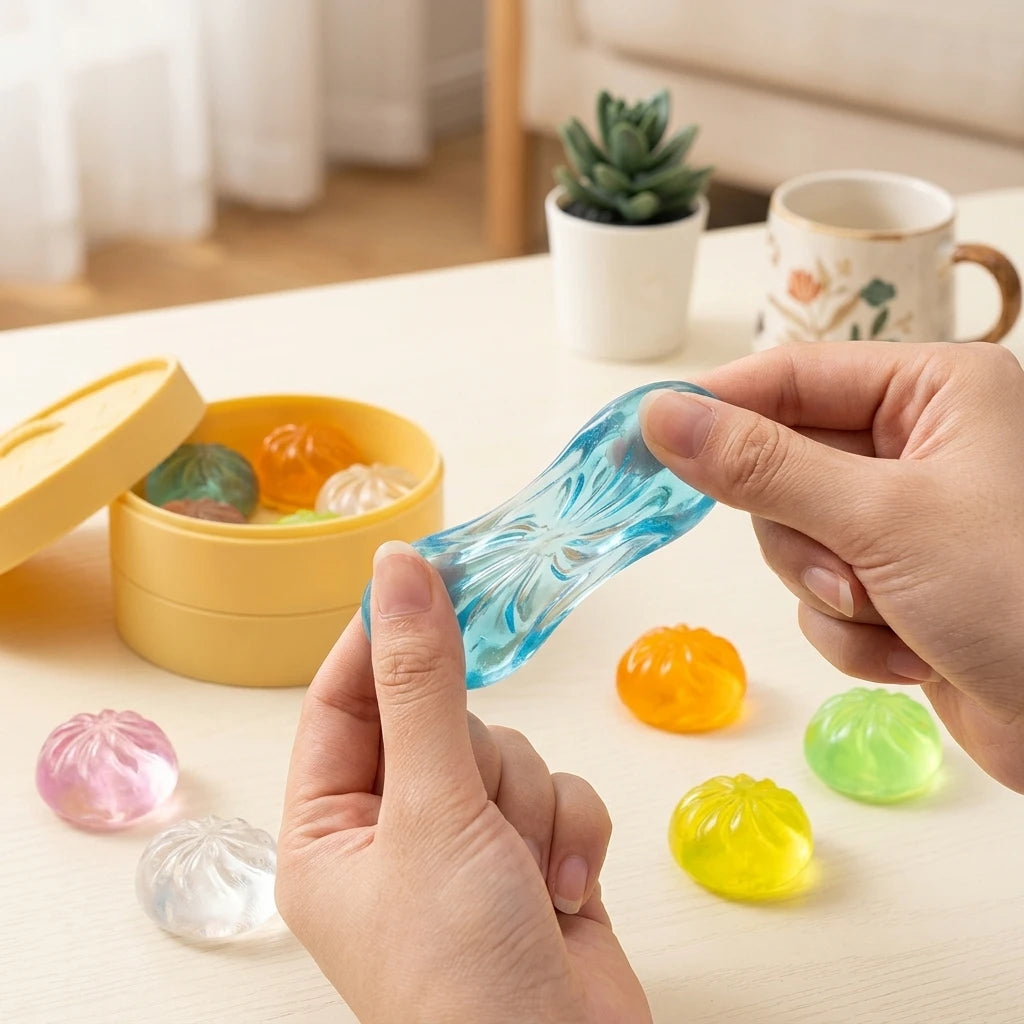 5Pcs Mini Dumplings with Steamer Bun Squeezable Toys