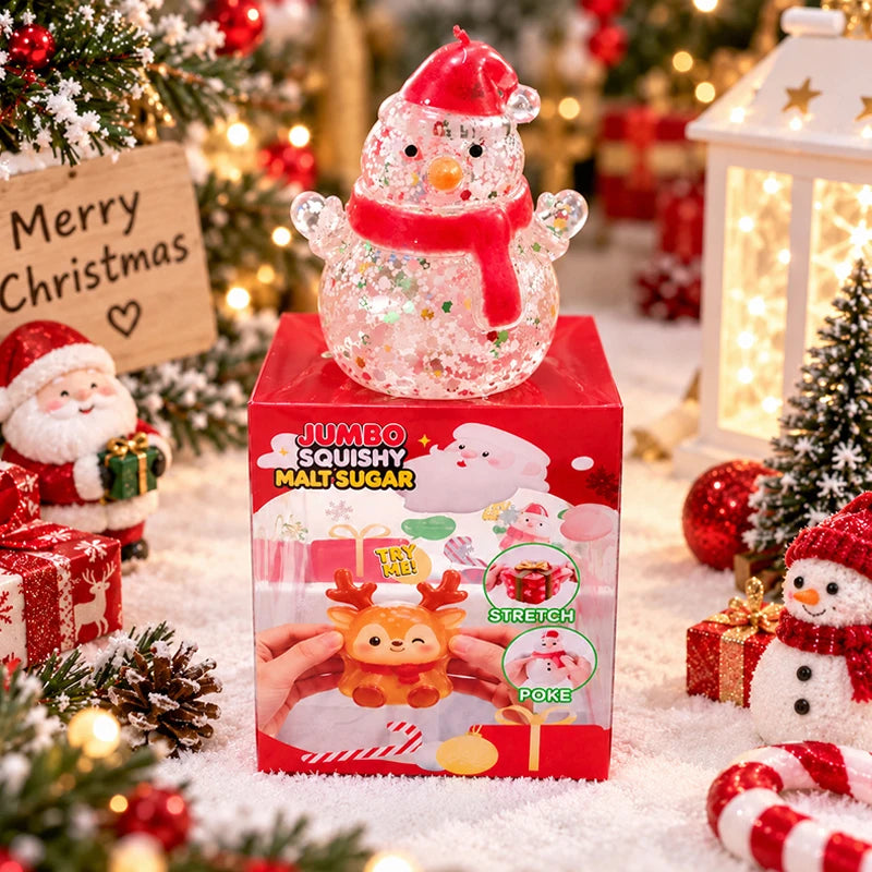 Christmas Dumplings Squishy Glitter Maltose Snowman