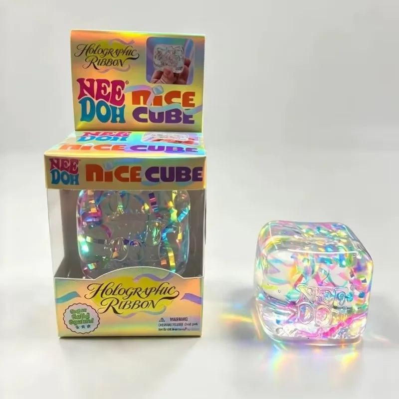 Needoh Holographic Ribbon Squeeze Sensory Colorful Knead Stretch