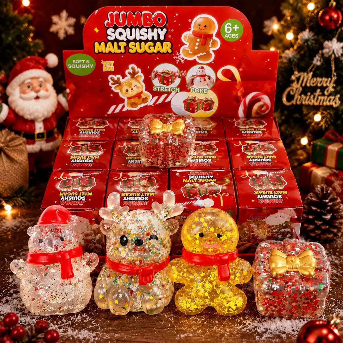 Christmas Dumplings Squishy Glitter Maltose Snowman