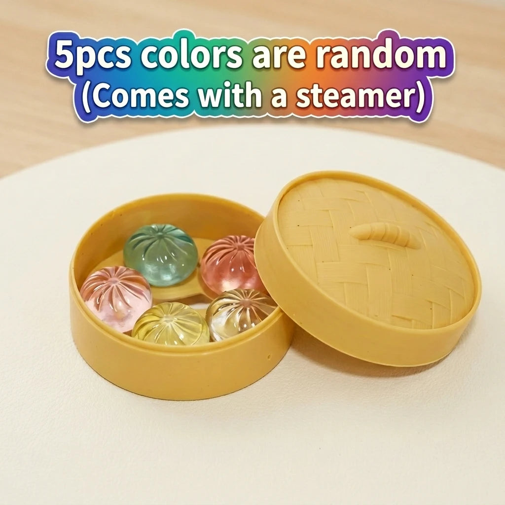 5Pcs Mini Dumplings with Steamer Bun Squeezable Toys