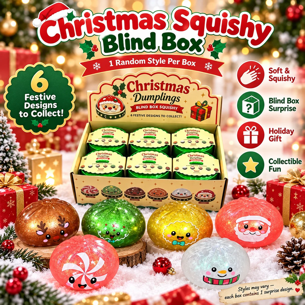 1-5PCS Christmas Dumpling Squishy Blind Box