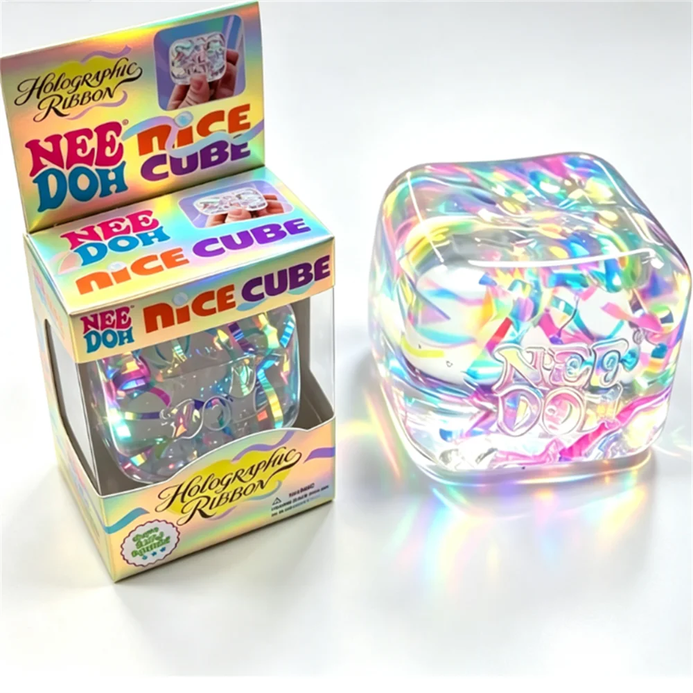 Needoh Holographic Ribbon Squeeze Sensory Colorful Knead Stretch