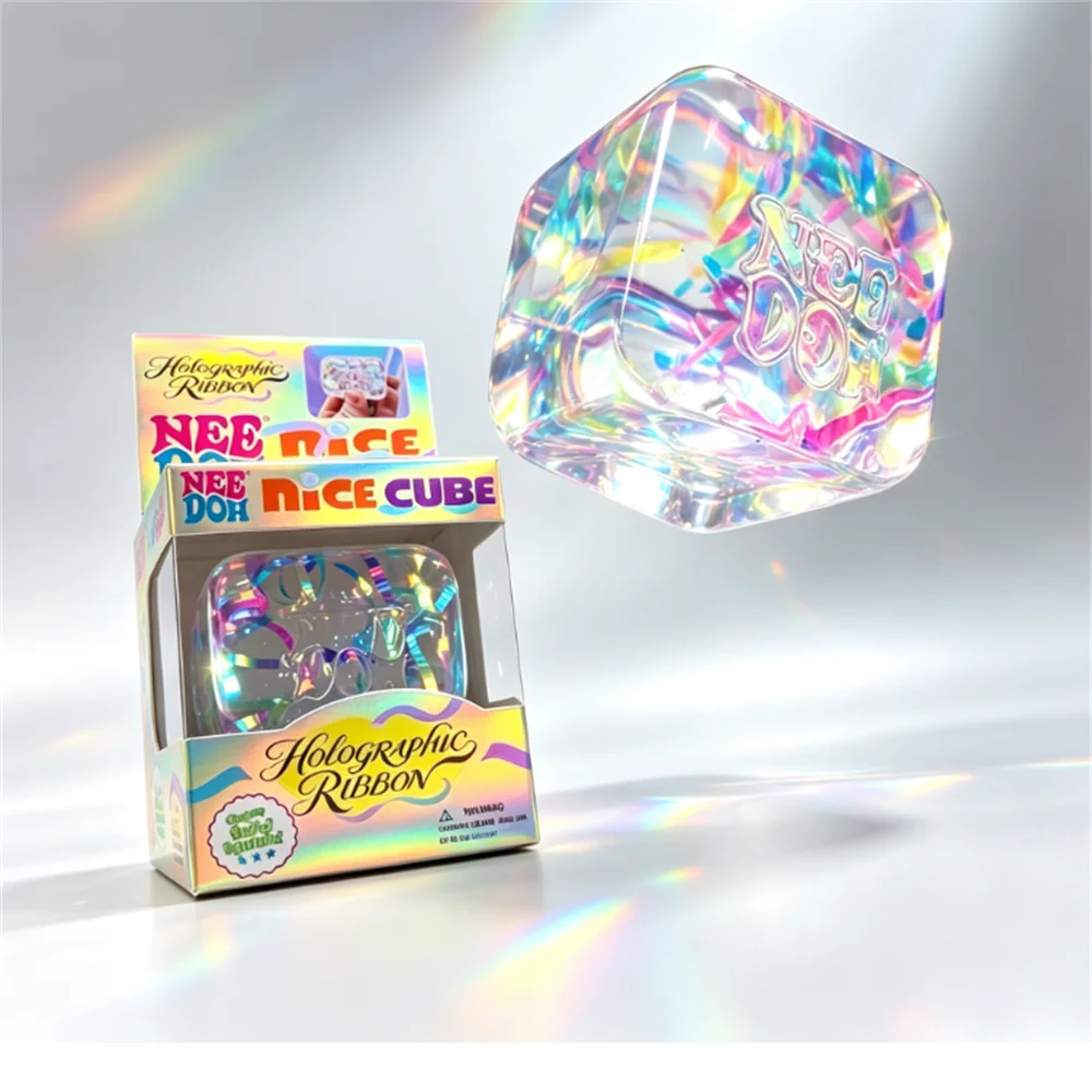Needoh Holographic Ribbon Squeeze Sensory Colorful Knead Stretch