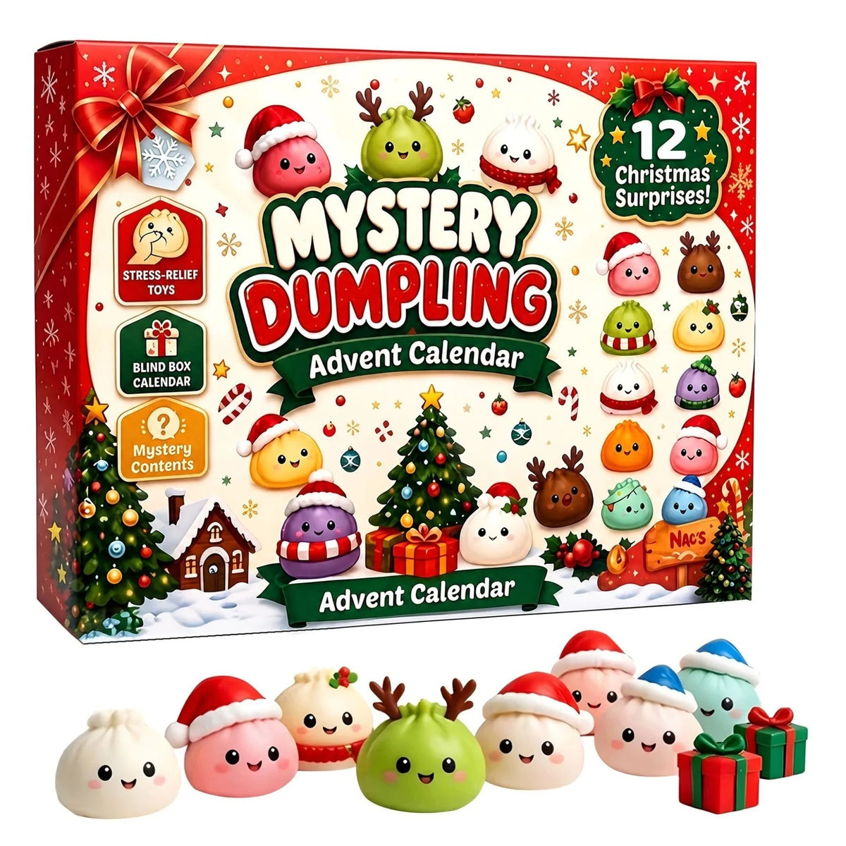 Christmas Squishy Calendar Countdown Surprise Box Dumpling Squishies