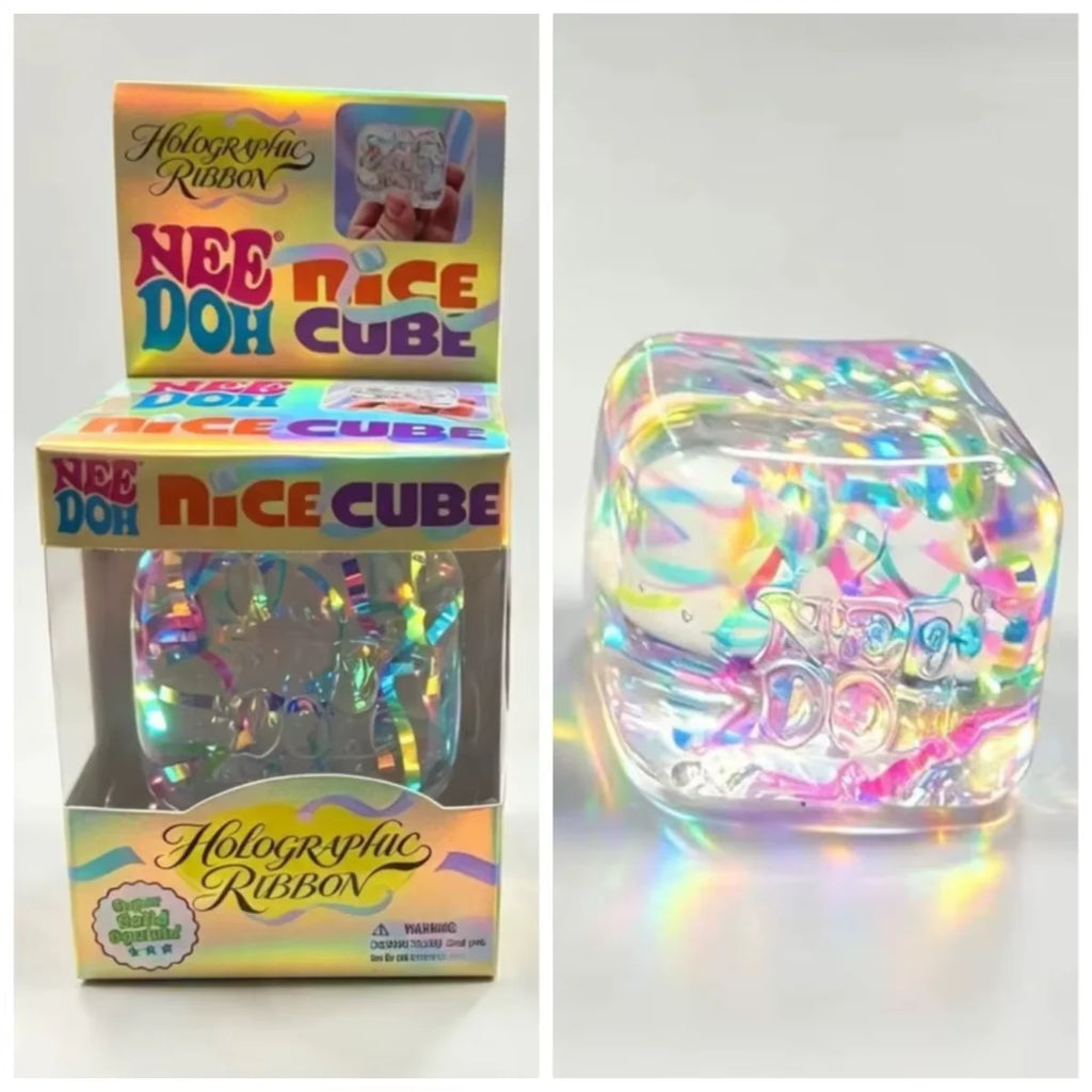 Needoh Holographic Ribbon Squeeze Sensory Colorful Knead Stretch