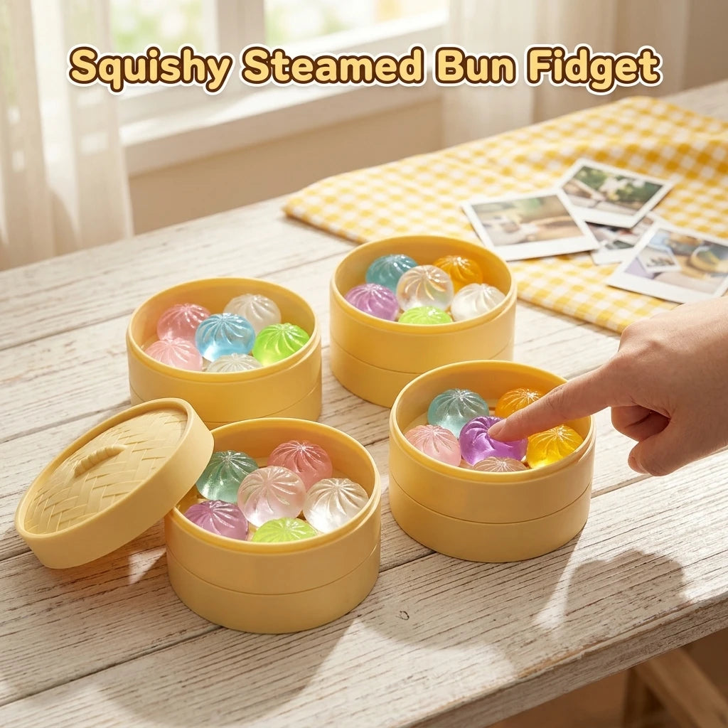 5Pcs Mini Dumplings with Steamer Bun Squeezable Toys