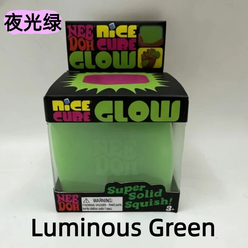 Needoh Cube Squishy Stress Toy Glow In The Dark Slow Rebound