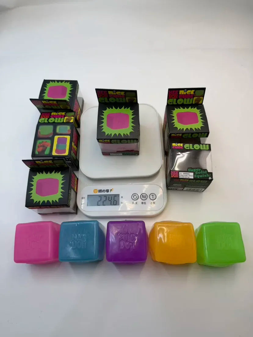 Needoh Cube Squishy Stress Toy Glow In The Dark Slow Rebound