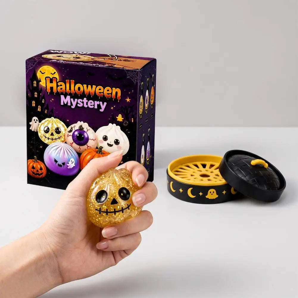 Halloween Dumpling Stress Toy Glitter Halloween Dumpling Pressure Dumpling Squishie Stress Relief Fidget Toy for Adults Gift