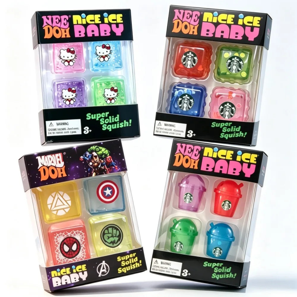 4Pcs NeeDoh Nice Ice Cube Mini Squishy Toy