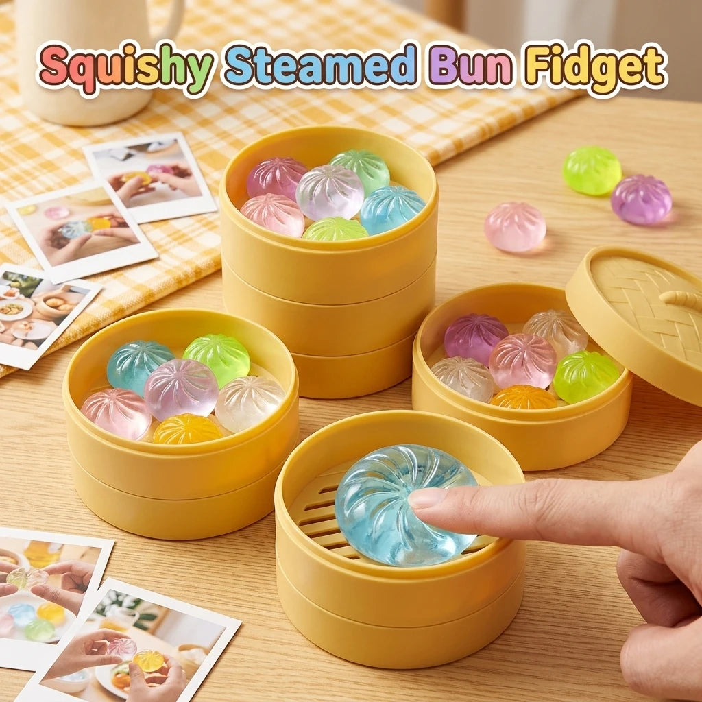 5Pcs Mini Dumplings with Steamer Bun Squeezable Toys