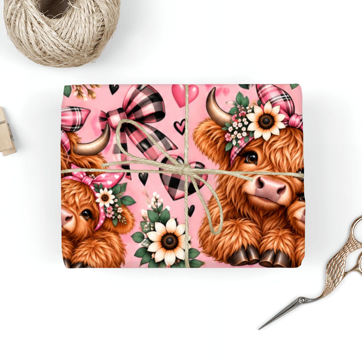 3Pack Gift Wrapping Paper highland cows