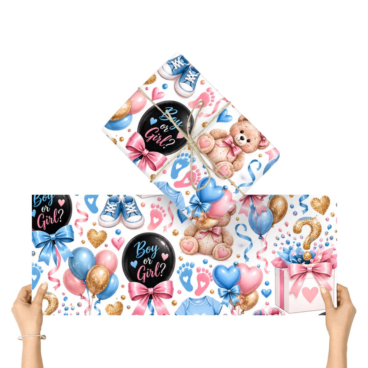 3Pack Gift Wrapping Paper gender reveal