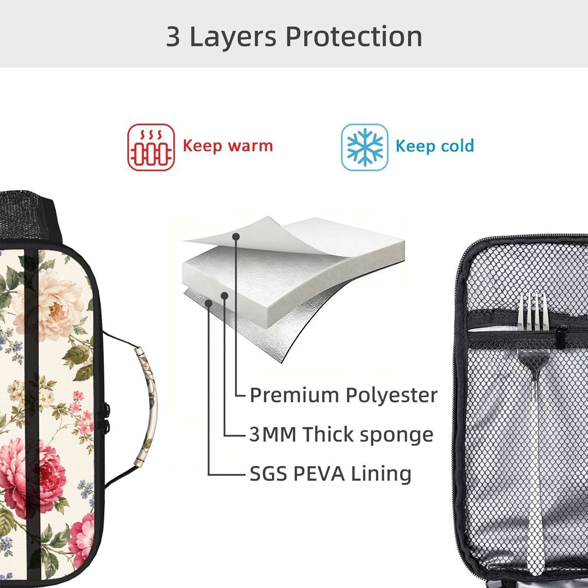 Horizontal Insulated Lunch Tote Bag