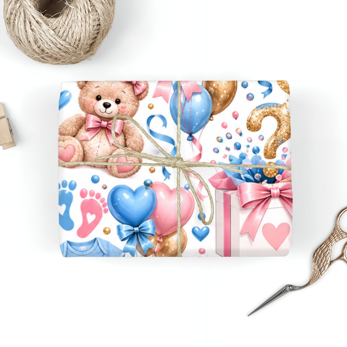 3Pack Gift Wrapping Paper gender reveal