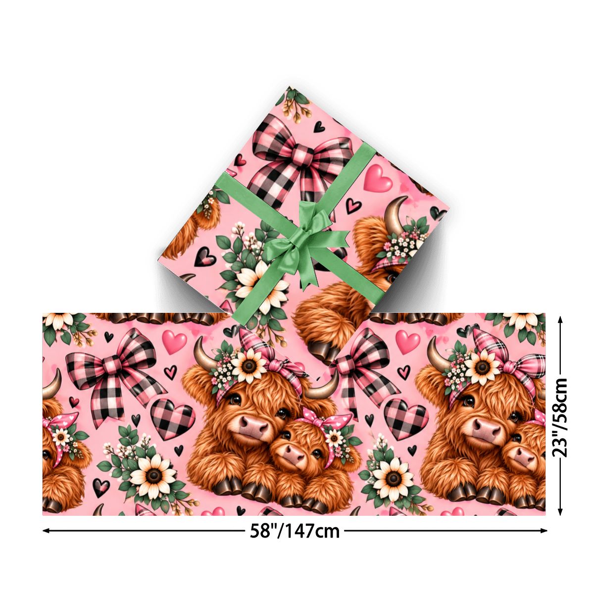 3Pack Gift Wrapping Paper highland cows